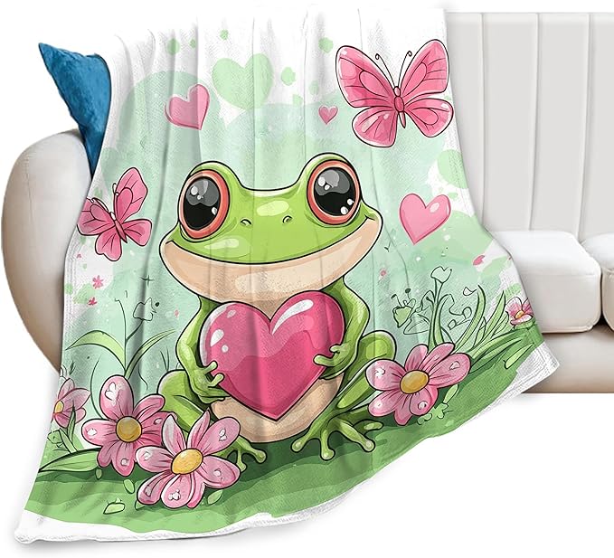 Frog Gifts Warm Cozy Cute Throw Blanket Soft Lightweight Fleece Plush Fuzzy Blanket for Girls Women Kids Adults Bed Decor 40"X50"