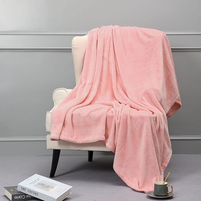 NANPIPER Fleece Blankets, Super Soft Flannel Fuzzy Blanket for Bed Couch, Luxury Cozy Plush Microfiber Blanket-Twin Size,Pink