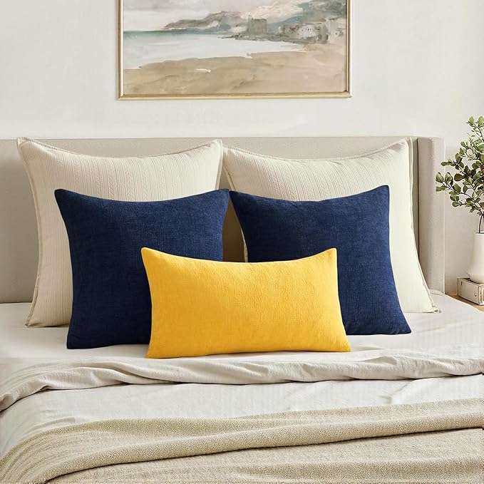 MIULEE Yellow Couch Pillow Covers 20x20 Inch, Set of 2 Soft Chenille Spring Decorative Square Throw Pillow Covers Farmhouse for Sofa Living Room Bed