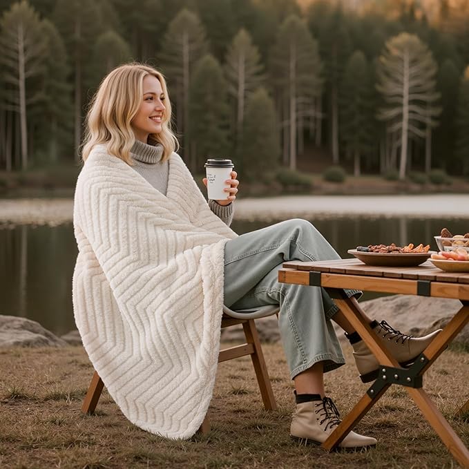 Joiedomi Cream White Throw Blanket for Couch, Soft & Warm White Fleece Blankets Gifts for Women Mom, Cozy Cute Soft Throw 50x60 Inches