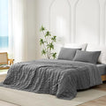 Cozy Bliss Vertical Striped Seersucker Cooling Comforter Queen Size, Lightweight Airflow Silky Cooling Bedding with Q-Max>0.45 for Bedroom, Home Decor, Hot Sleepers & Night Sweats, Grey 90"x90"