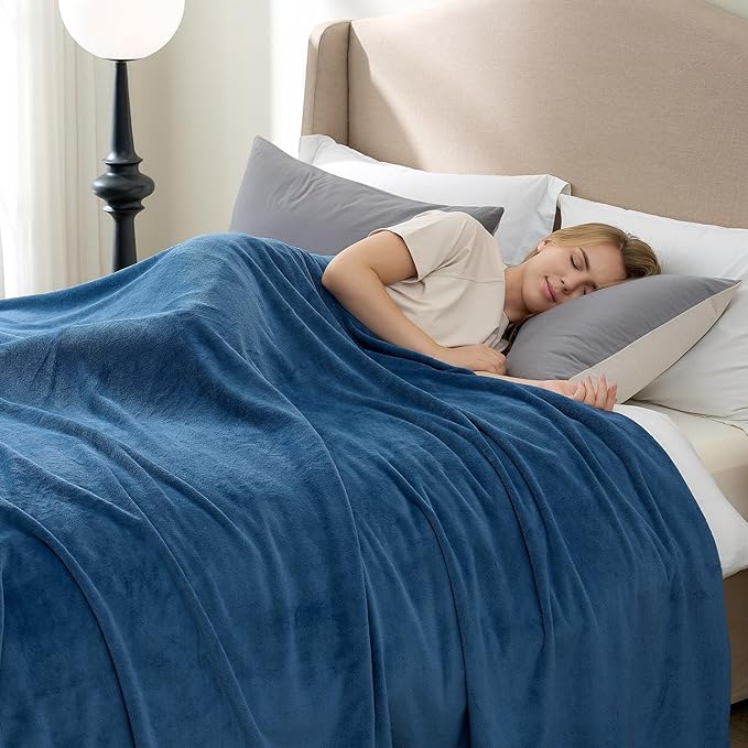 Hansleep Fleece Mineral Blue Throw XL Blanket, Super Soft Flannel Fuzzy Plush Cozy Blanket for All Seasons, Mineral Blue, Throw XL 50x70 Inches