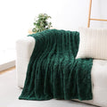 Green Fleece Throw Blanket 50”×60” for Couch Sofa Bed,Super Soft Cozy Plush Microfiber Flannel Blanket with 3D Checkered Design Lightweight for Adults,Woman,Girls