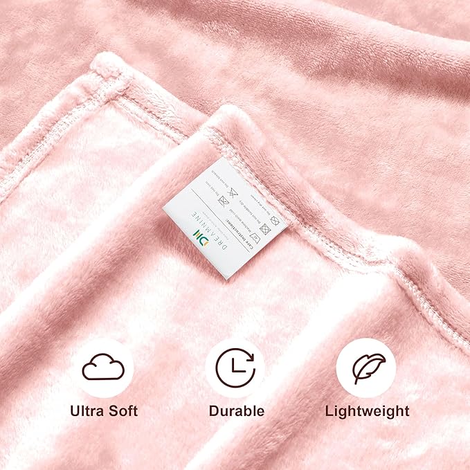 DREAMNINE Extra Large Fleece Blanket Soft Comfy Fluffy Bed Blanket Queen Size 90" x 90",Luxury Decorative Fuzzy Blankets for Women Girl,Big Cozy Shaggy Warm Flannel Blankets for Winter Autumn Pet,Pink
