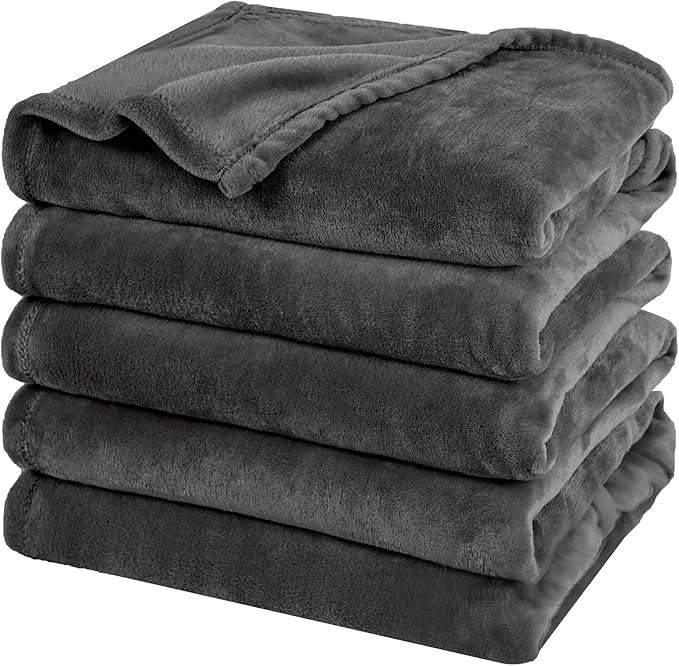 PHF Oversized King Big Fleece Blanket 120"x120", No Shed No Pilling Extra Large Soft Blanket, Giant 10'x 10' Lightweight for Bed, Sofa Travel and Camping, Suitable for All Season, Dark Grey