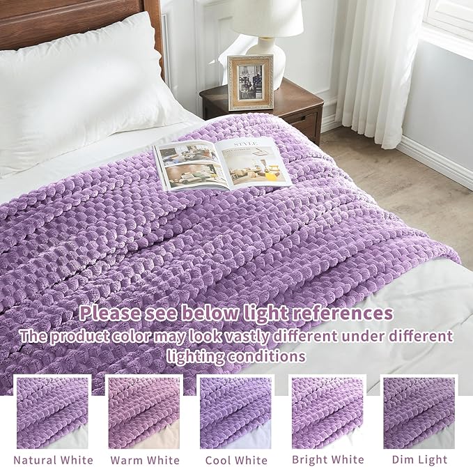 FY FIBER HOUSE Oversized King Blanket 120" x120" Seamless Extra Large Bed Blanket 10' x 10' Super Soft Plush Fuzzy Huge Blankets for Couch Office Sofa, Lavender