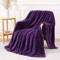 Deep Purple Throw Blanket for Couch Sofa 60x80 inches Striped Fleece Blankets Room Home Decor Lightweight Plush Soft Cozy Gifts for Women Mom Girls