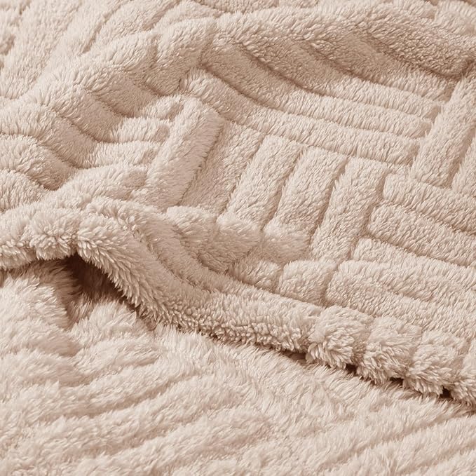 Whale Flotilla Lightweight Fleece Queen Size Blanket for Bed, Fuzzy Soft Blankets with Decorative Jacquard Pattern for All Season, Warm and Fluffy, 90x90 Inch, Camel