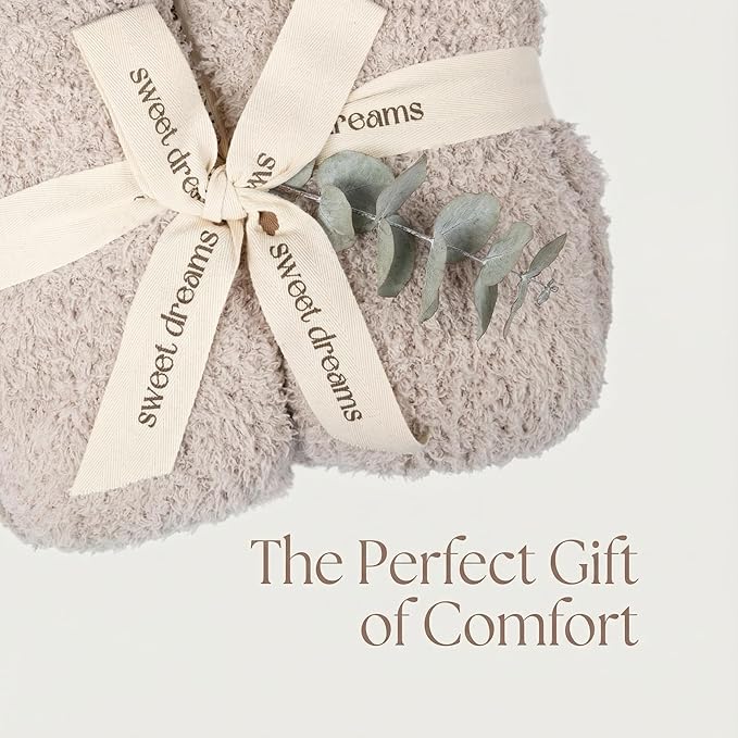 Unboxme Sweet Dreams Cozy Soft Throw Blanket 54" x 72", Warm Fluffy Fleece No Shedding, Taupe - Valentine's Day Gift