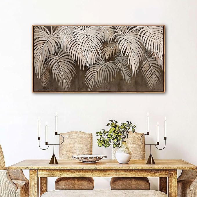 Boho Wall Art - Modern Minimalist Brown Canvas Artwork,Neutral Pictures for Living Room Textured Large Wall Art for Bedroom Wall Decor Framed Paintings 20×40IN