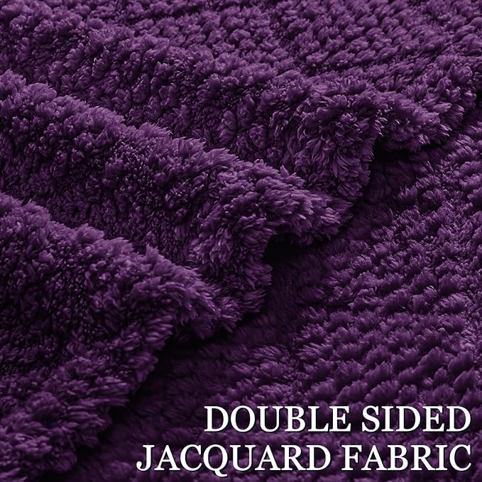 Whale Flotilla Fuzzy Fleece Throw Blanket for Couch, Bed, Soft Fluffy Jacquard Waffle Blankets for All Season, Lightweight and Warm, 50x60 Inch, Purple