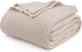 Bedsure Gentlesoft 100% Cotton Blanket Twin XL Size for College Dorm - Breathable and Soft for Spring Summer, Waffle Weave Twin Blanket for Bed, Dorm Room Essentials, Begie, 66x90 inches