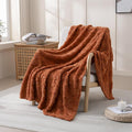 Burnt Orange Throw Blanket for Couch Sofa Bed 60x80 inches,Fleece Blankets Microfiber Flannel with Diamond Checkered Pattern Lightweight Plush Soft Cozy Gifts for Women Mom Girls