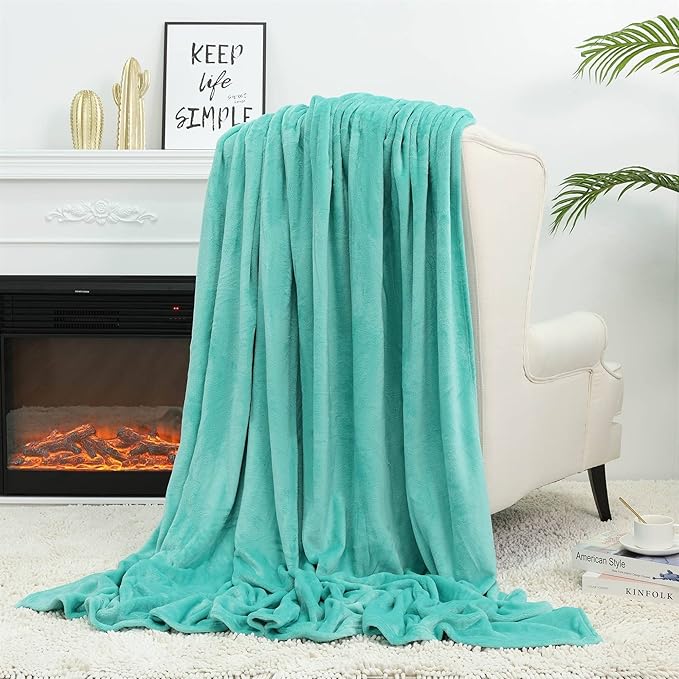 NANPIPER Fleece Blankets Super Soft Flannel King Size Blanket for Bed Luxury Cozy Microfiber Plush Fuzzy Blanket,Lake Blue