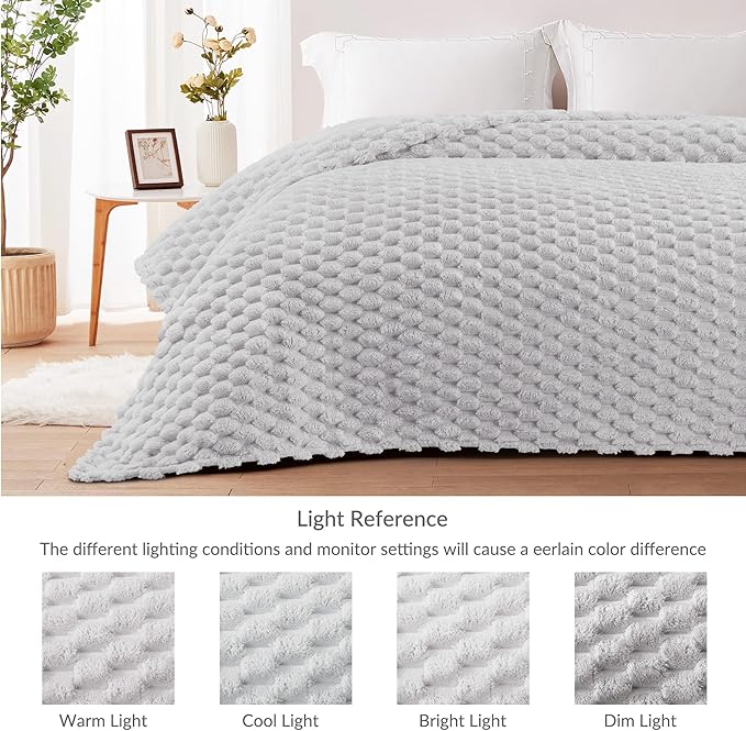 Whale Flotilla Twin Size Blanket for Bed with Jacquard Pattern, Fuzzy Soft Cozy Exquisite Blankets for All Season, Warm and Fluffy, 60x80 Inch, Light Grey