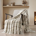 EverGrace Plaid Chenille Throw Blanket for Couch, Super Soft Cozy Decorative Farmhouse Plaid Throw with Tassels, Lightweight Chenille Knit Throw for Bed Sofa Gift Home Decor, Beige 60”x80”