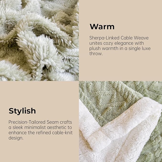 Sherpa Blanket for Bed Full Size - Fleece Soft Cozy Fuzzy Blankets Thick Warm for Winter and All Seasons (Green, Full(80"x90"))