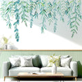 Green Hanging String of Willow Wall Decals Peel and Stick, Large Plants Vinyl Wall Stickers, Removable Vine Home Decor Art for Bedroom Living Room Classroom Office