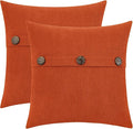 HWY 50 Burnt Orange Chenille Throw Pillow Covers 20x20 Inch with Triple Buttons, Soft Fall Farmhouse Accent Decorative Cushion Cases for Couch Sofa Bed Living Room Pack of 2