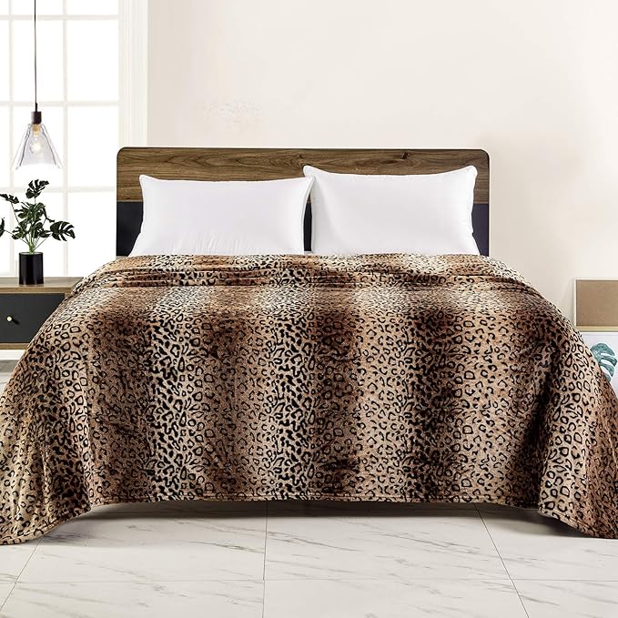 Viviland Flannel Fleece Blanket Twin Size 60x80 inches, Lightweight, Super Soft Cozy Warm Blanket, Leopard Print