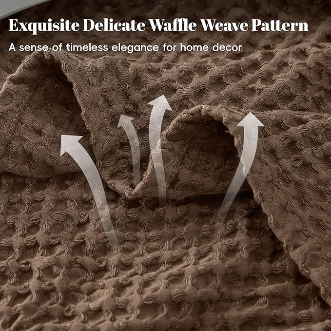 PHF Ultra Soft Waffle Weave Blanket King Size（104"x 90"）- Washed Lightweight Breathable Cozy Woven Blanket for Bed - Aesthetic Decor for Couch Bedding Sofa Home Car - Chocolate
