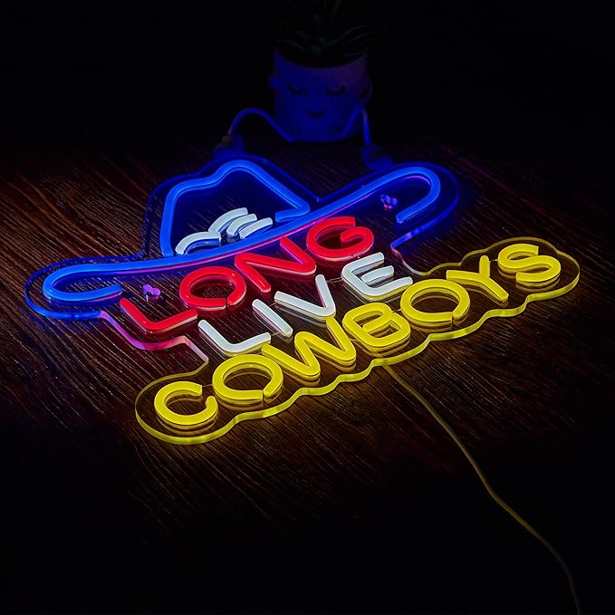 Long Live Cowboy Neon Sign for Wall Décor LED Cowboy Neon Sign Decor Light.