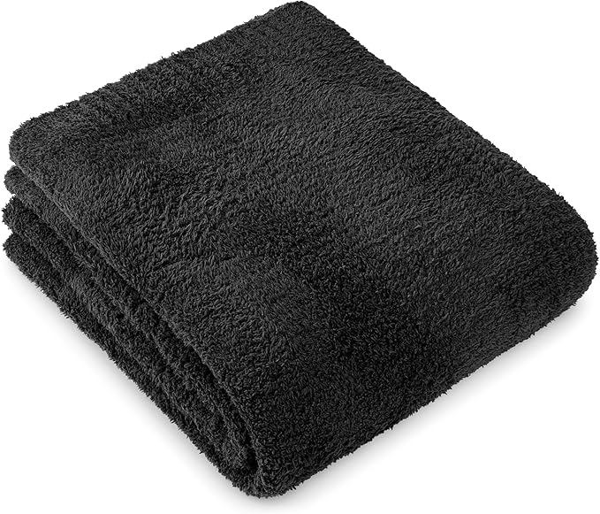 PAVILIA Super Soft Throw Blanket for Couch, Fluffy Cozy Lightweight Black Blanket, Large Fuzzy Warm Knit Blanket for Bed Sofa, 60x80