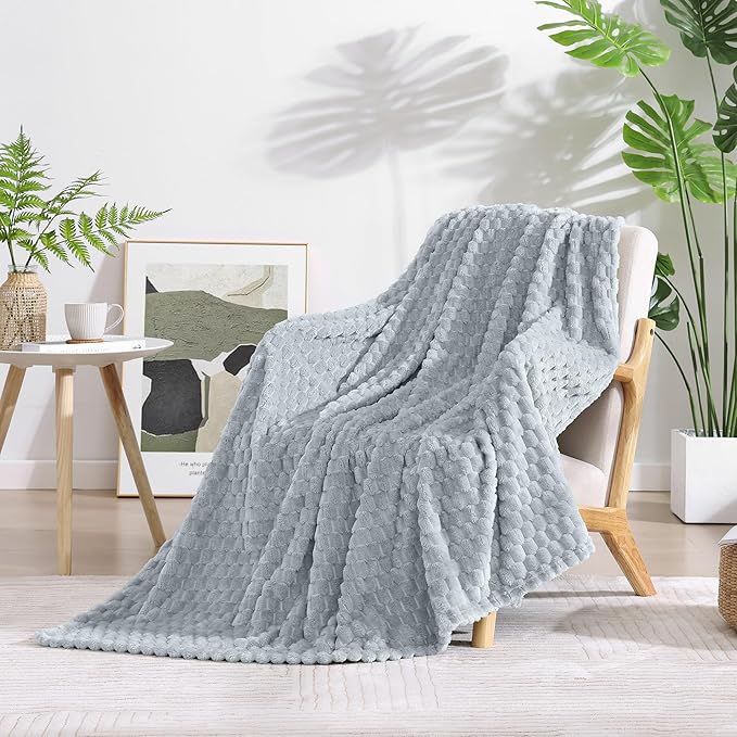 Monbix Haze Blue Fleece Throw Blanket for Couch- Room Decor Soft Cozy Blankets for Women, Lightweight Fleece Flannel Bed Blanket Suitable for All Seasons(50"×60",Haze Blue)