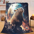 Capybara Blanket for Girls Women Boys Men Adults Kids Soft Cozy Fleece Galaxy Starry Universe Throw Blankets Gifts Warm Flannel Plush Lightweight Decor for Couch Bed Sofa 80"X60"