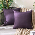 MIULEE Pack of 2 Decorative Outdoor Solid Waterproof Throw Pillow Covers Faux Linen Garden Farmhouse Cushion Cases for Patio Tent Balcony Couch Sofa 16x16 Inch Purple