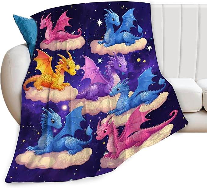 Dragon Throw Blanket - Soft Plush Fleece Bedding Blankets- Cozy Funny Dragon Stuff Gifts for Girls Boys Kids Women 40"X50"