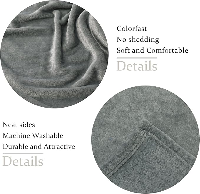 NANPIPER Fleece Blankets, Super Soft Flannel King Size Blanket for Bed, Luxury Cozy Microfiber Plush Fuzzy Blanket,Grey