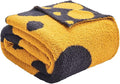 CozeCube Super Soft Fullfy Microfiber Reversible Knitted Blankets, Warm Cozy Fuzzy Plush Throw, Black and Yellow Polka Dot Throw Blanket for Couch Bed Sofa, 60" x 80"