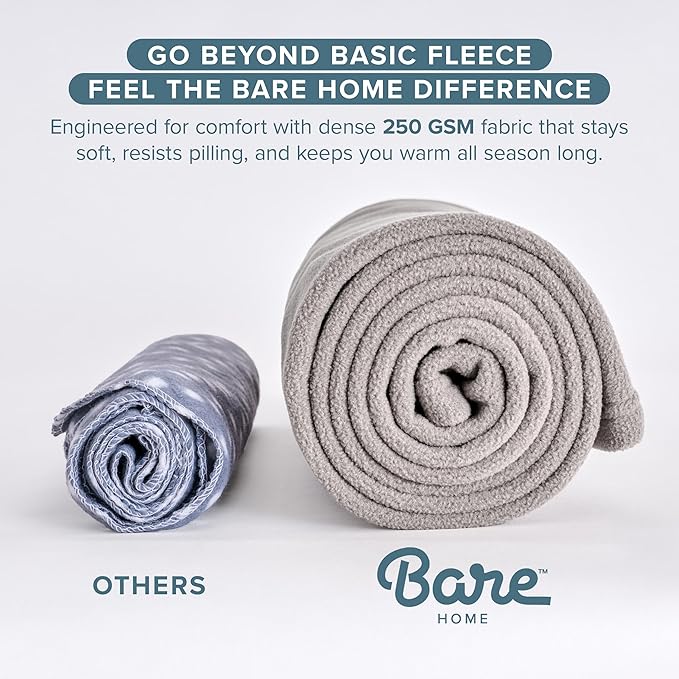Bare Home Polar Fleece Blanket - Extra Long - Sand - Warm & Cozy - Premium Fleece Throw for Bed, Sofa, Camping, Travel and Cold Nights - Lightweight Blanket (Twin/Twin XL, Sand)