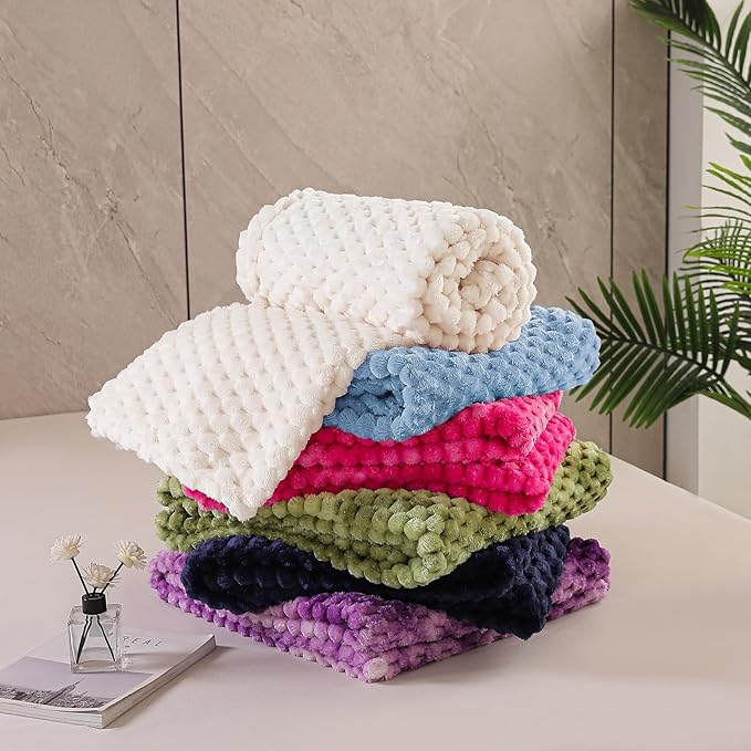Exclusivo Mezcla Fleece Throw Blanket for Couch, Extra Large Fuzzy Stone Blue Bed Blankets, Soft Cozy Plush Sofa Throws for All Seasons, 50x70 Inches