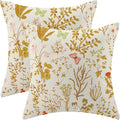 AEIOAE Summer Pillow Covers 18x18 Inch Set of 2,Yellow Wild Flower Plant Throw Pillows Case,Seasonal Floral Outdoor Decorative Square Linen Farmhouse Decor Cushion Covers for Home Sofa Bed Couch