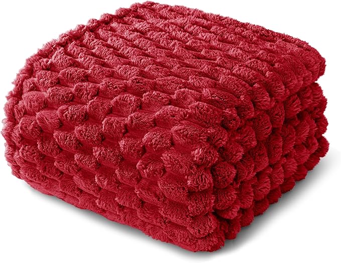Whale Flotilla Throw Blanket for Couch with Jacquard Pattern, Fuzzy Soft Cozy Exquisite Blankets for All Season, Warm and Fluffy, 50x60 Inch, Red