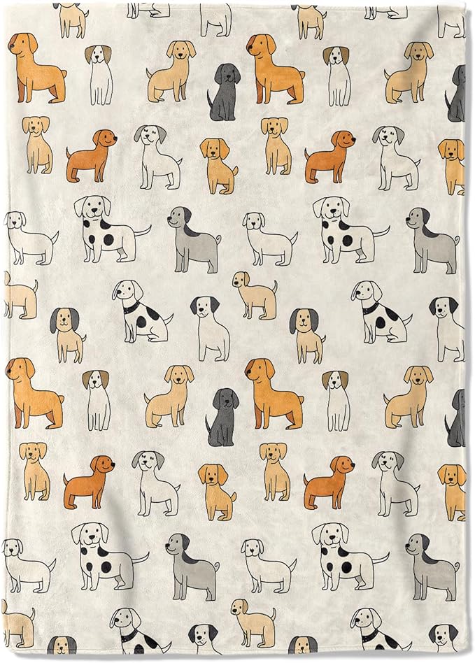 Cute Dog Fleece Blanket - 50x60in Cartoon Puppy Throw Blankets,Soft Cozy Lightweight, Ideal for Living Room Home Fun Decor and Kids Boys Girls Spring Pet Gifts