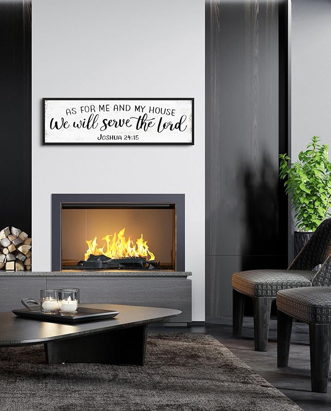 YPY As For Me And My House We Will Serve The Lord Joshua 24 15 Sign: Christian Jesus Wall Art, Bible Verses Scripture Wall Decor, Modern Farmhouse Decorations Signs for Home Living Room 12"×40"