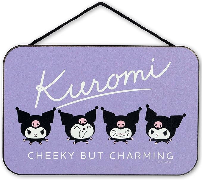 Kuromi Cheeky but Charming Hanging Wood Wall Decor - Fun Kuromi Sign for Bedroom or Play Room