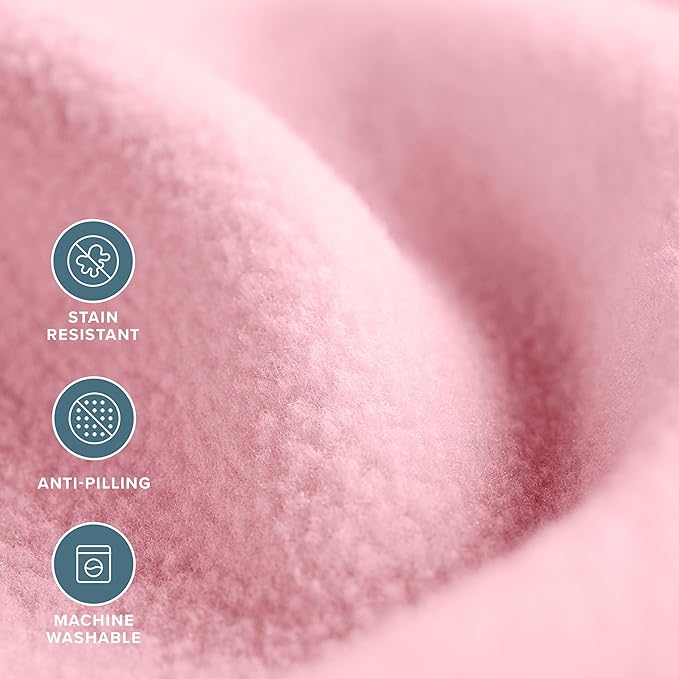 Bare Home Polar Fleece Blanket - Throw - Light Pink - Warm & Cozy - Premium Fleece for Bed, Sofa, Camping, Travel and Cold Nights - Lightweight Blanket (Throw, Light Pink)