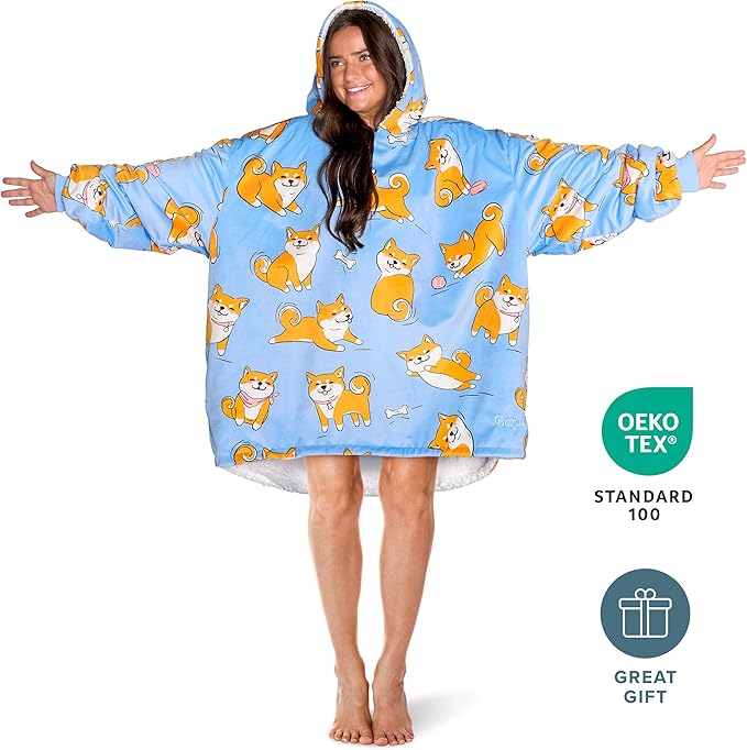 Bare Home Wearable Blanket Hoodie - Soft Plush Sherpa - Warm and Cozy - Oversized Wearable Blanket - Adult & Kid Sizes