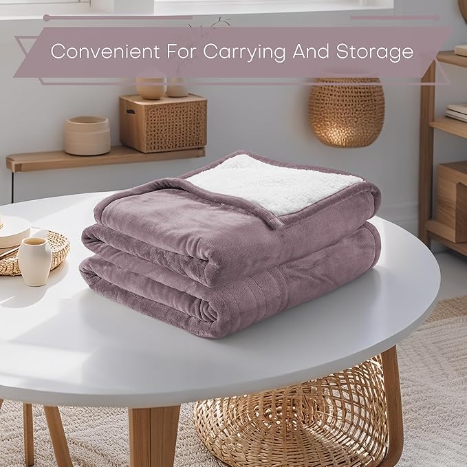 LUXIAN Electric Heated Blanket Full Size 72"x84" - 100% Polyester Fabric Dual-Sided, 6 Heat Settings & 1-10 Hours Auto Off, Cozy Warming Throw for Home, Office, or Bed, Machine Washable, Lavender