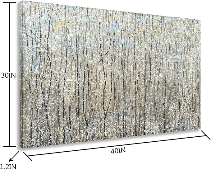 Yihui Arts Abstract Tree Canvas Wall Art - Brown Forest Paintings with Gold Foil - Modern Landscape Pictures for Living Room Bedroom Bathroom Decor