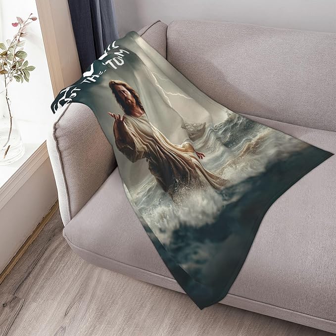 Jesus Throw Blanket Soft Warm Cozy Funny Christian Blankets Fuzzy Plush Fleece Religious Faith Jesus Blanket Gifts for Couch Bed Sofa Home Decor 40''X50''