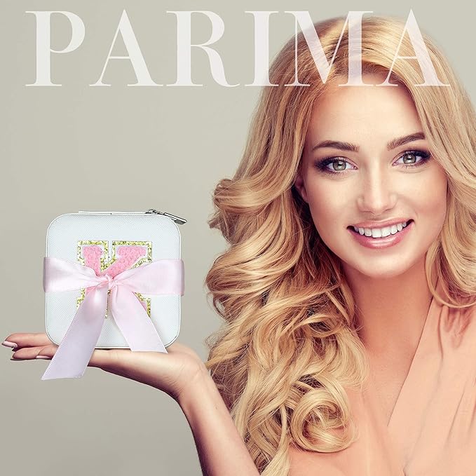 Parima Bridesmaid Gifts for Wedding Day, Bridesmaid Gifts for Women | Bridesmaid Proposal Gifts Unique Gifts | Wedding Travel Essentials Small Jewelry Box | Travel Jewelry Case - Letter S, White