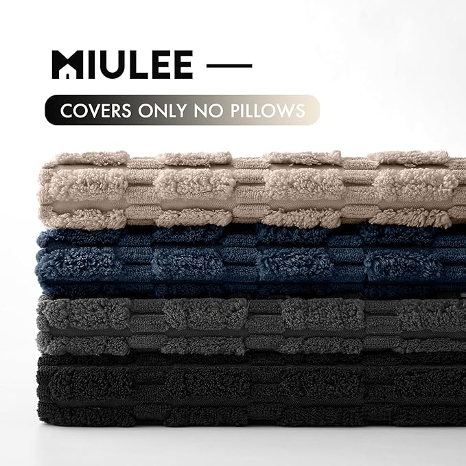 MIULEE Pack of 4 Modern Coastal Western Corduroy Decorative Throw Pillow Covers 18x18 Inch Soft Striped Pillow Covers Home Decor for Sofa Living Room Couch Bed Black and Blue