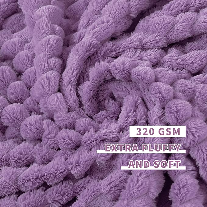 FY FIBER HOUSE Oversized King Blanket 120" x120" Seamless Extra Large Bed Blanket 10' x 10' Super Soft Plush Fuzzy Huge Blankets for Couch Office Sofa, Lavender