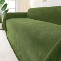 Smiry Couch Cover for Dogs, Washable Chenille Sofa Covers for 3 Cushion Couch, Soft Sofa Slipcover for Pets, Thick Sectional Furniture Protector with Tassels (Green, 71x91 Inch)