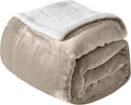Mocassi Premium Ultra-Soft Velvet Touch Flannel Fleece Sherpa Throw - Warm Cozy Reversible Plush Micromink Throw Blanket for Couch, Bed and Sofa - Fluffy, Christmas Winter Bedding Gift, Cream